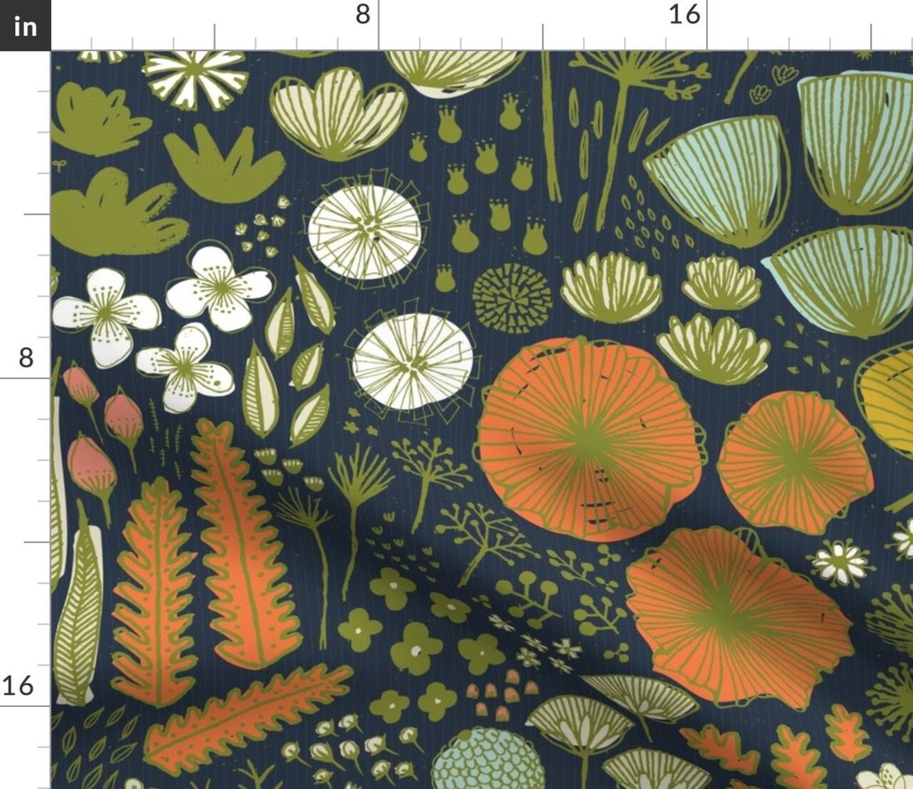 Botanical Mod Floral Greenery Foliage Bohemian Spring Garden Autumn Custom Printed Fabric by Spoonflower Various Fabrics by the Yard or Fat Quarter